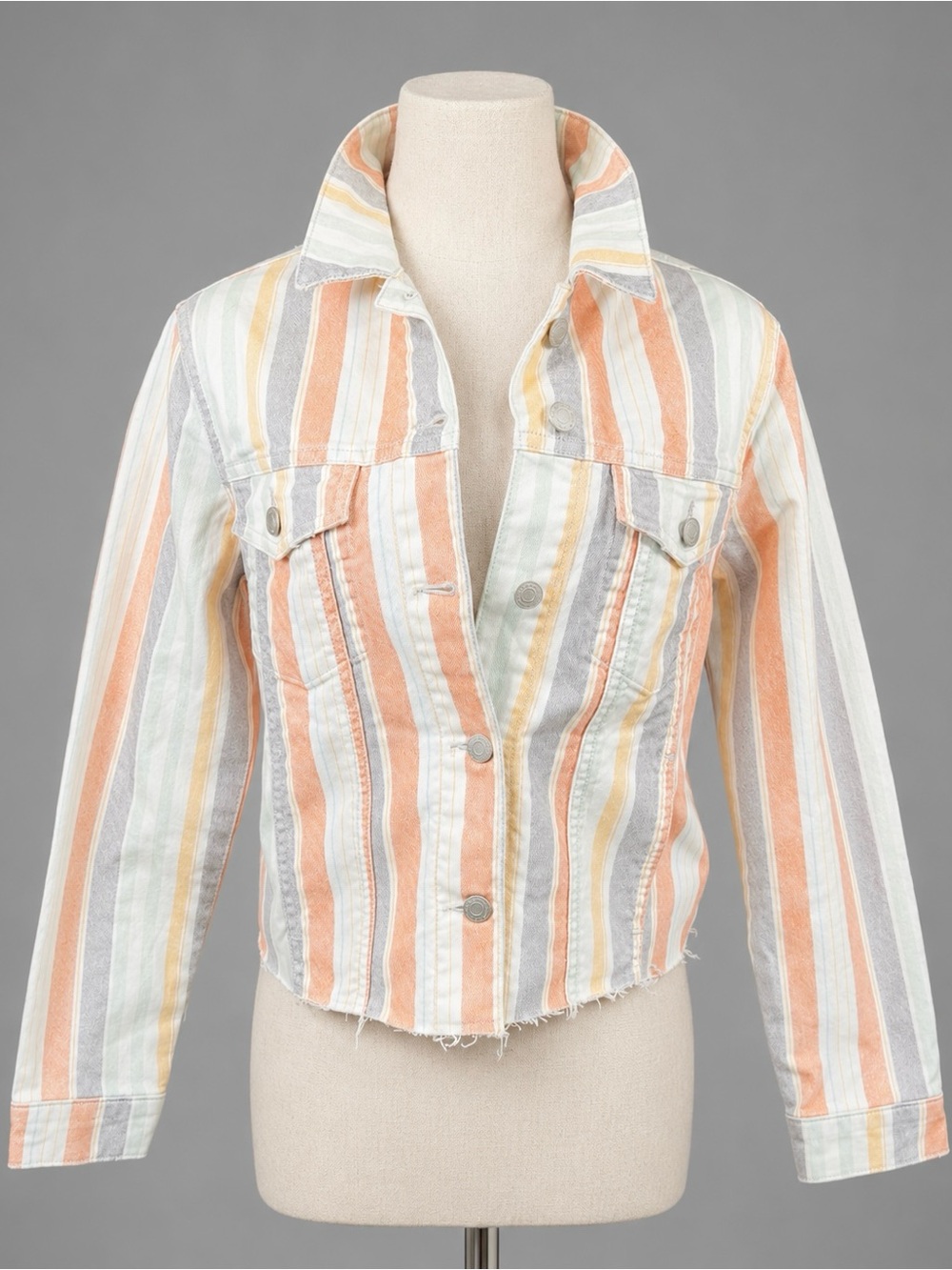 Mavi Jeans, Sienna striped raw hem summer denim Jean jacket